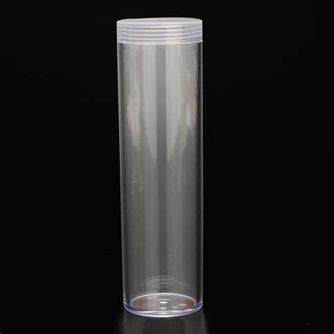 10pcsset 25mm Round Clear Plastic Coin Tube Coin Holder Container For