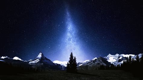 4k Night Stars Matterhorn Swiss Alps Landscape Sky Starry Night
