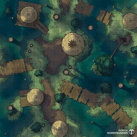 Village Swamp 20x20 Battlemaps Dnd World Map Dungeon Maps