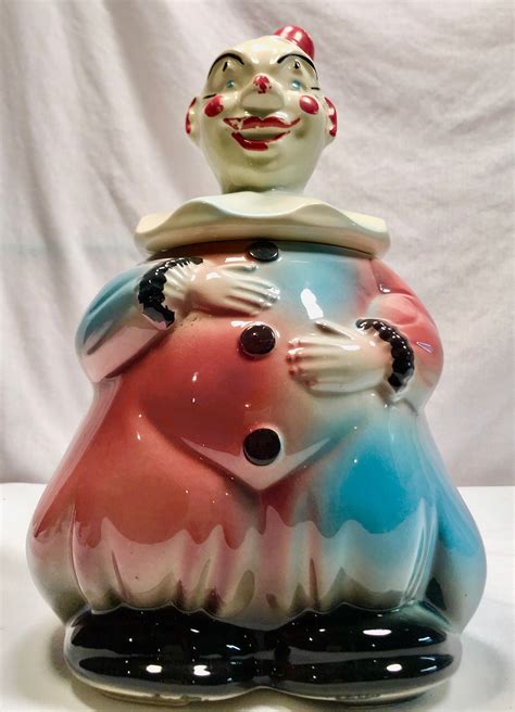 Vintage Clown Cookie Jar American Bisque Pottery Co Usa