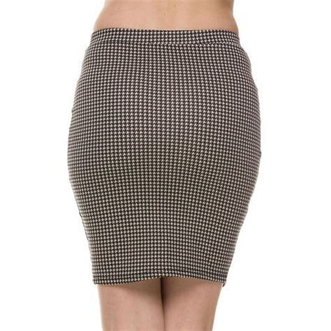 Thelovely Straight Pencil Houndstooth Print Bodycon Knit Mini Skirt