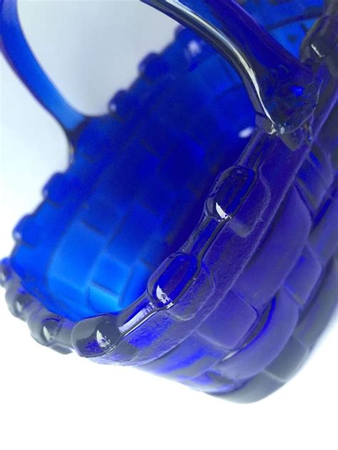 Vintage Cobalt Blue Glass Basket 1797922666
