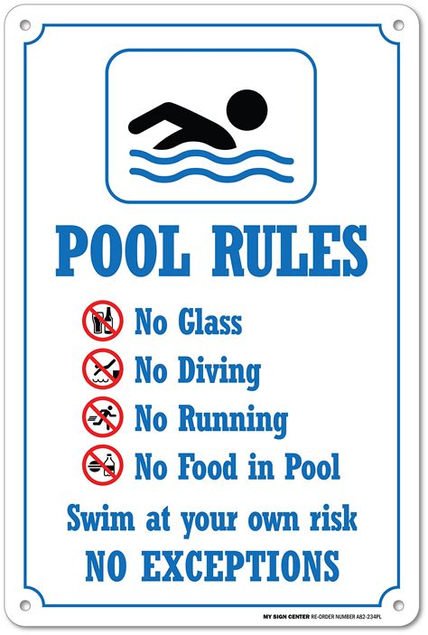 My Sign Center Swimming Pool Rules Safety Sign Plastic 14 X 10 Ebay