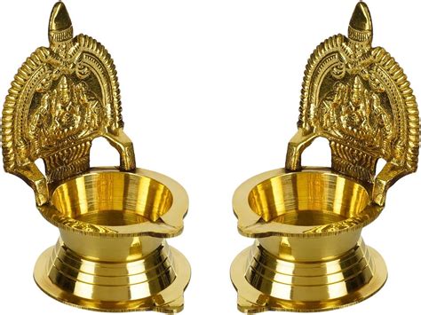 Buy Sh Retail Brass Kamakshi Oil Diya For Pooja Golden Pack Of 2