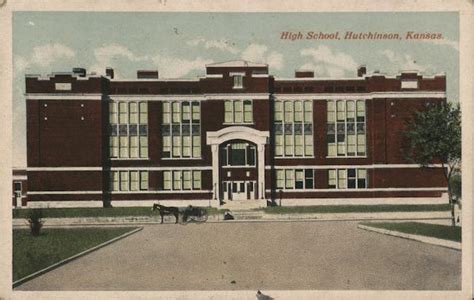 High School Building Hutchinson Ks Postcard
