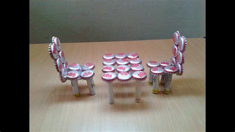 Make Miniature Table And Chairs From Waste Bottle Caps