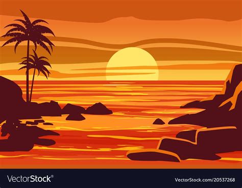 Drawing Beach Sunset Cartoon Cartoon Sunset Wallpaper Beach See