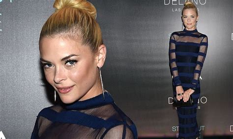 Jaime King Shows Off Her Svelte Figure In A Black And Navy See Through