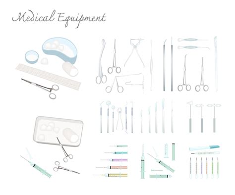 Premium Vector Collection Of Medical Equipments On White Background