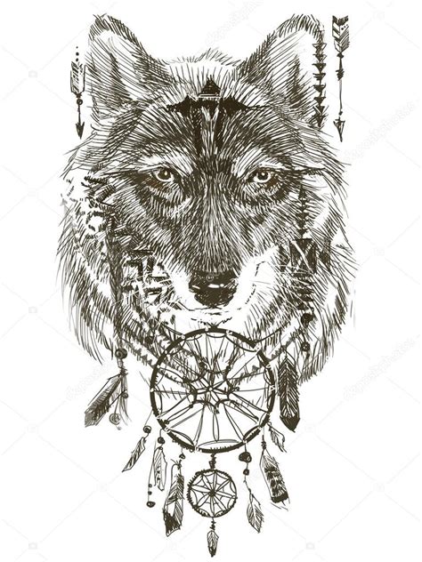 Wolf Wolf Indian Warrior Wolf Sketch Indian Wolf Hand Drawn Animal
