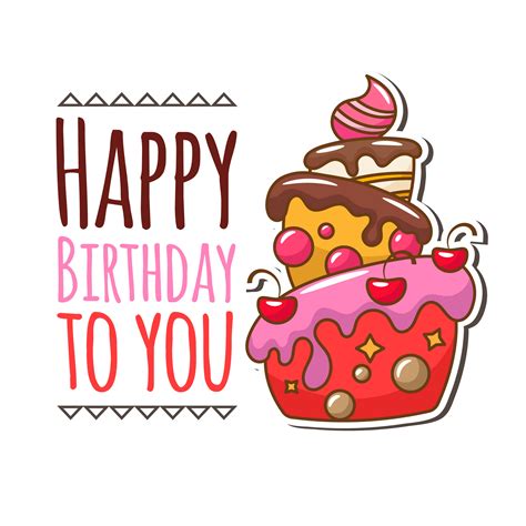 Birthday Card With Cake Illustration Download Free Vectors Clipart