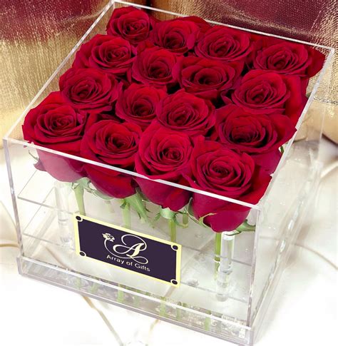 Red Roses Clear Flower Box Houston