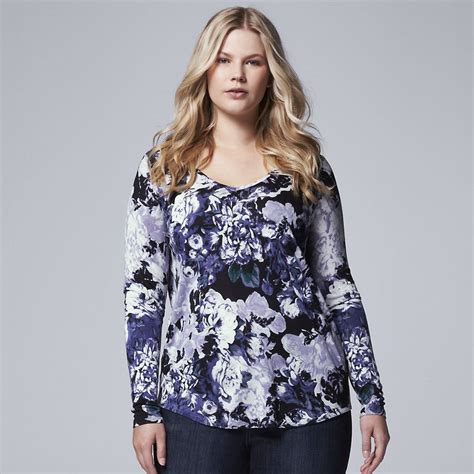 plus size simply vera vera wang print rounded hem tee simply vera wang simply vera vera wang