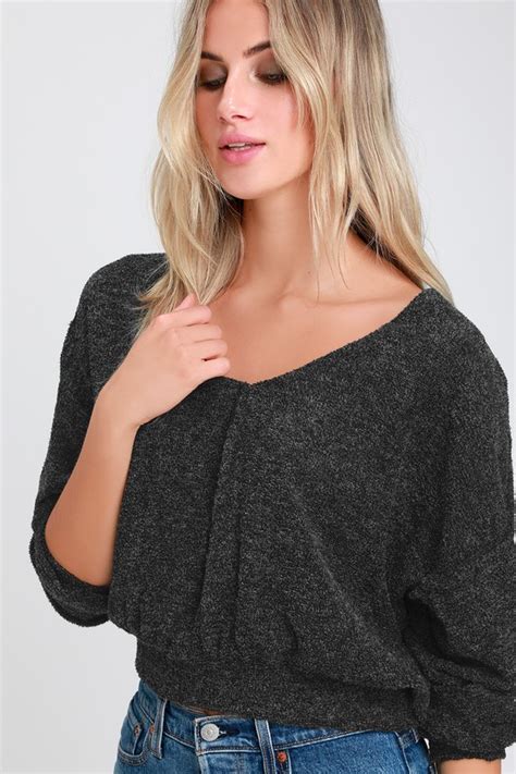 Cute Black Sweater Heather Black Sweater Nubby Sweater Lulus