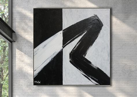 Minimalist Abstract Painting Black White Abstract Large Canvas Art