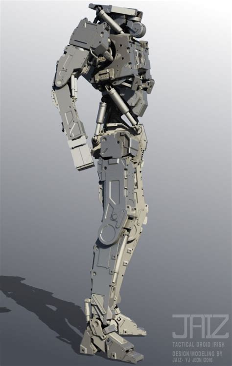 A Robot That Is Standing In The Middle Of A Gray Background With Its