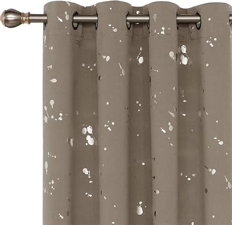 Deconovo Silver Dots Printed Thermal Insulated Blackout Curtains With