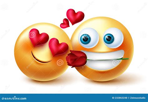 Emoji Couple Valentine Vector Design Smileys 3d Lovers Concept With