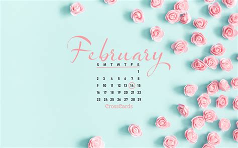 february  valentines flowers desktop calendar