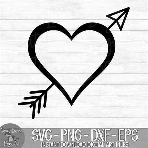 Heart And Arrow Instant Digital Download Svg Png Dxf Etsy Uk
