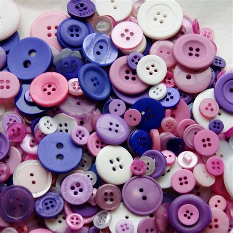50 Buttons Pink Purple White Assorted Sizes By Mellowmoonsupply