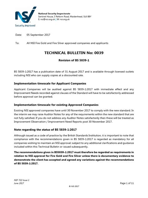 Nsi Technical Bulletin No 0039 Bs 5839 1 Pdf Security Alarm Sensor