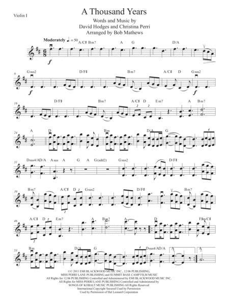A Thousand Years For Violin Solo By Christina Perri Digital Sheet Music For Lead Sheetsolo