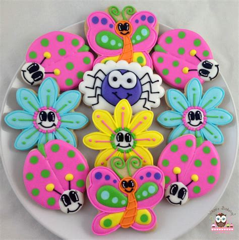 Butterfly cookies, flower cookies, ladybird cookies, ladybug cookies, spider cookies, garden ...
