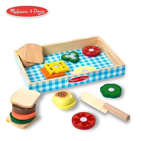 Melissa And Doug Sandwich Making Set Wooden Play Food Wooden Storage
