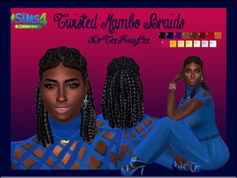 The Sims Resource Twisted Mambo Braids Ii Hair Retextured