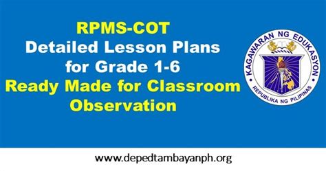 Rpms Cot Detailed Lesson Plans For Grade 1 6 Deped Tambayan