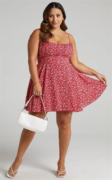 Summer Jam Sweetheart Mini Dress In Red Floral Print Showpo Dresses