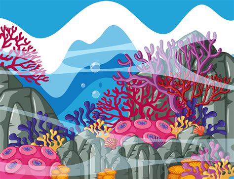 Background Scene With Colorful Coral Reef Underwater 369392 Vector Art