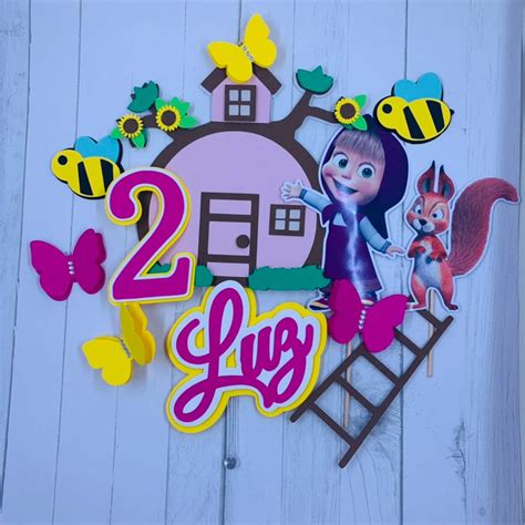 Masha And The Bear Cake Topper Party Supplies Cake Topper Etsy España