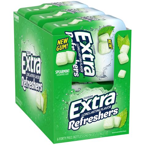 Extra Refreshers Spearmint Sugar Free Bulk Chewing Gum 40 Pc 6 Pk