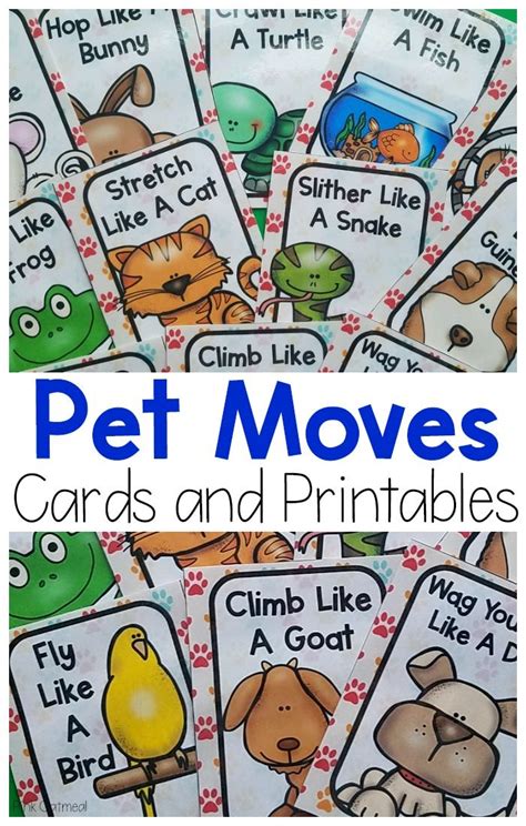 Pet Themed Movement Cards And Printables Pink Oatmeal Shop Pets