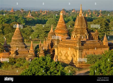 The Ancient Temple City Of Pagan Bagan At Myanmar Burma Birma Stock