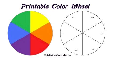 Printable Color Wheel - Primary, Secondary Colors (Colours)