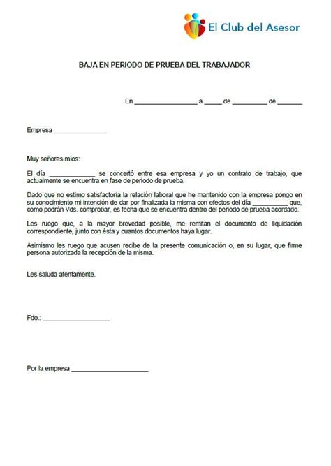 Carta Desistimiento Periodo De Prueba De Trabajador Documentos De