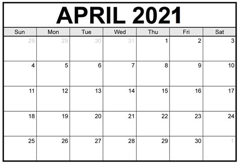 April 2021 Calendar Canada Printable Worksheets One Platform For