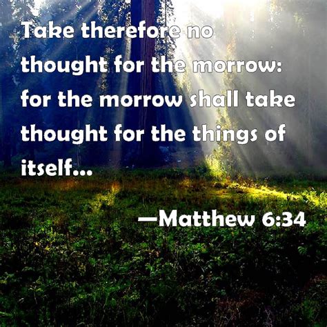 Matthew 634 Take Therefore No Thought For The Morrow For The Morrow