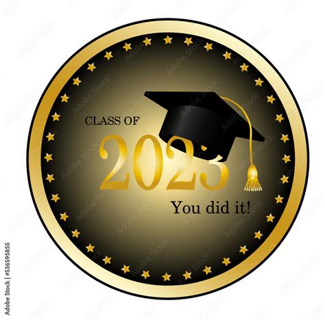 Vetor De School Labelclass Of 2023 Gold Design For Graduation