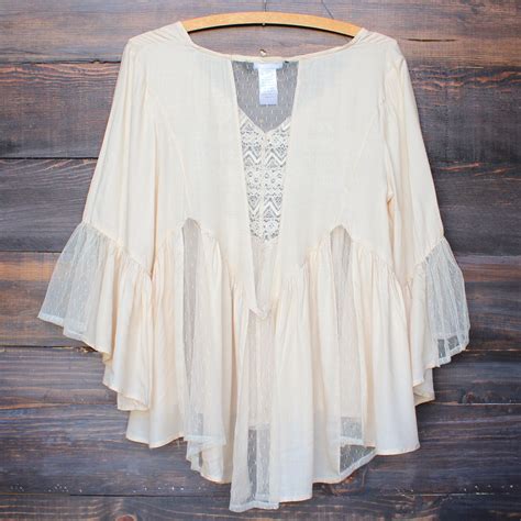 Dreamy Flowy Peasant Top Boho Chic Bohemian Blouse Shirt From