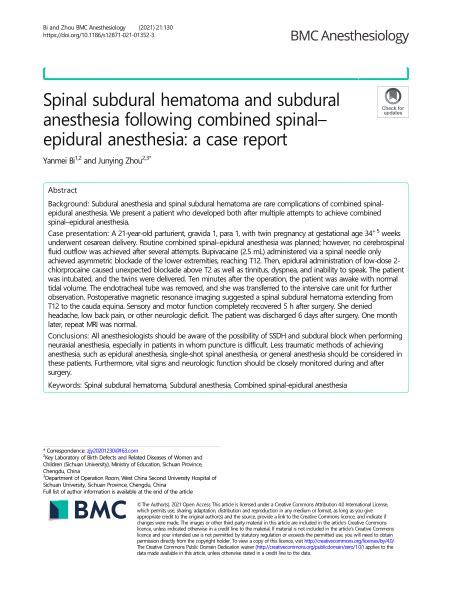 Tailieunhanh Spinal Subdural Hematoma And Subdural Anesthesia