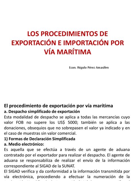 Procedimientos De Exportacion E Importacion Maritima Pdf Aduana Exportaciones