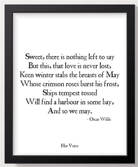 Oscar Wilde Love Poem Quote Print From Her Voice Sweet There Etsy New