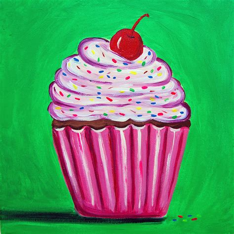 Bright Cupcake Painting By Tracey Bautista