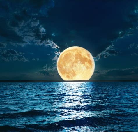 Super Moon Over Water Stock Image Image Of Fantasy Midnight 61268105