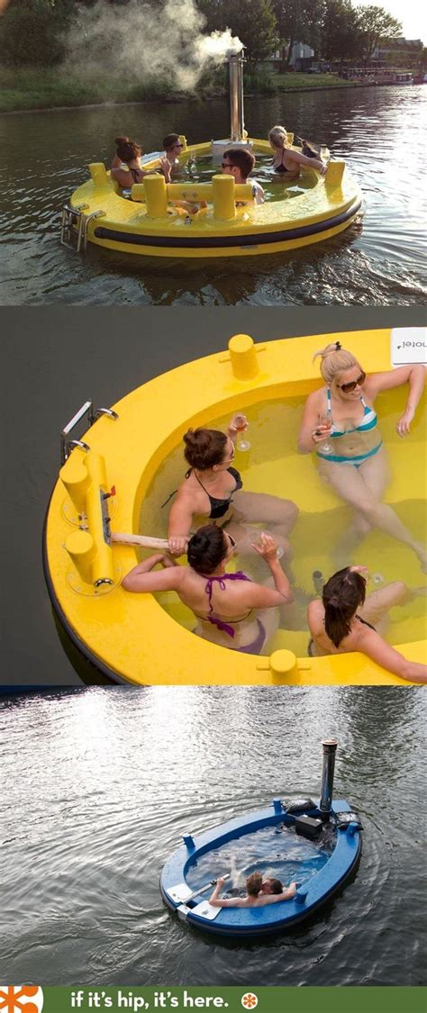 The Hottug A Motorized Floating Wood Fired Hot Tub Jacuzzi Cool Inventions Lake Life