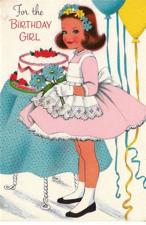 Vintage 1950s For The Birthday Girl Greetings Card B71